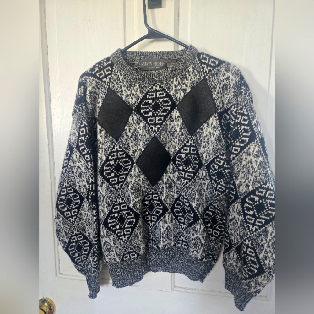 Alvin Josef Argyle Sweater with Genuine Leather